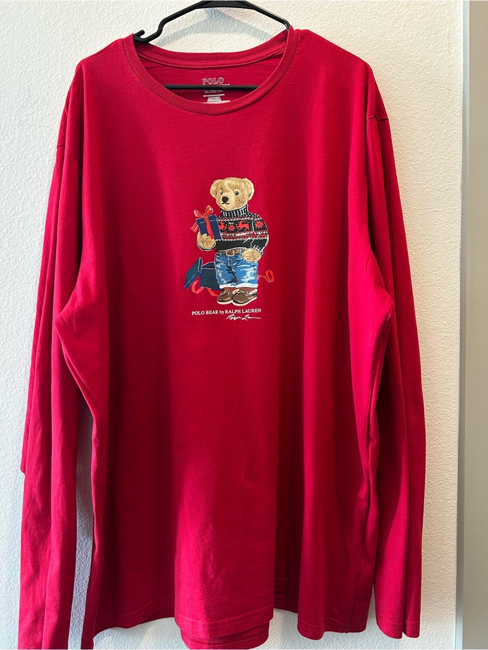 Polo by Ralph Lauren Red Crewneck Tee with White Logo Print